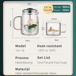 KAMJOVE Heat-Resistant Glass Tea Kettle with Infuser,Tea Pot with Separation Kettle Press Pu 'er Pot,304 Stainless Steel Filter