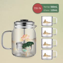 KAMJOVE Heat-Resistant Glass Tea Kettle with Infuser,Tea Pot with Separation Kettle Press Pu 'er Pot,304 Stainless Steel Filter