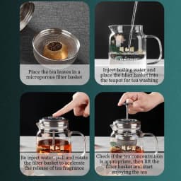 KAMJOVE Heat-Resistant Glass Tea Kettle with Infuser,Tea Pot with Separation Kettle Press Pu 'er Pot,304 Stainless Steel Filter