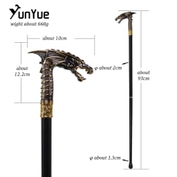 Vintage Black Gold Dragon Walking Cane Gentleman Collections Elegant Walking Stick Cosplay Photography Film Props Crutch 93CM
