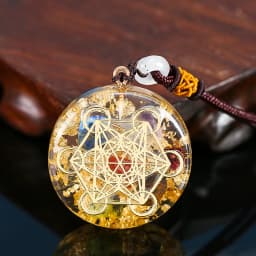 Orgonite Pendant Necklace Metatron Cube Resin Pendant Cosmic Healing Crystal Sacred Geometry Chakra Necklace Meditation Jewelry