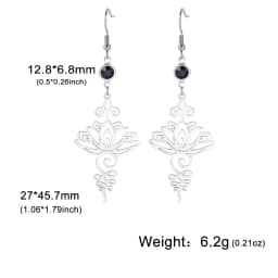 Skyrim Unalome Lotus Flower Dangle Earrings Stainless Steel Yoga Buddhism Pendant Drop Earring Spiritual Jewelry Gift for Women