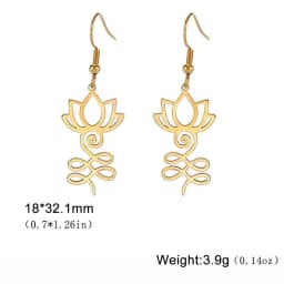 Skyrim Unalome Lotus Flower Dangle Earrings Stainless Steel Yoga Buddhism Pendant Drop Earring Spiritual Jewelry Gift for Women
