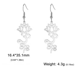 Skyrim Unalome Lotus Flower Dangle Earrings Stainless Steel Yoga Buddhism Pendant Drop Earring Spiritual Jewelry Gift for Women