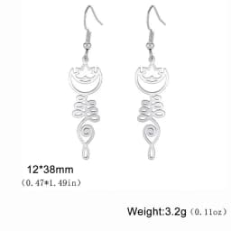 Skyrim Unalome Lotus Flower Dangle Earrings Stainless Steel Yoga Buddhism Pendant Drop Earring Spiritual Jewelry Gift for Women