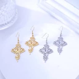 Skyrim Unalome Lotus Flower Dangle Earrings Stainless Steel Yoga Buddhism Pendant Drop Earring Spiritual Jewelry Gift for Women