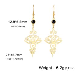 Skyrim Unalome Lotus Flower Dangle Earrings Stainless Steel Yoga Buddhism Pendant Drop Earring Spiritual Jewelry Gift for Women