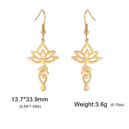 Skyrim Unalome Lotus Flower Dangle Earrings Stainless Steel Yoga Buddhism Pendant Drop Earring Spiritual Jewelry Gift for Women
