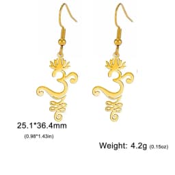 Skyrim Unalome Lotus Flower Dangle Earrings Stainless Steel Yoga Buddhism Pendant Drop Earring Spiritual Jewelry Gift for Women