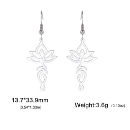 Skyrim Unalome Lotus Flower Dangle Earrings Stainless Steel Yoga Buddhism Pendant Drop Earring Spiritual Jewelry Gift for Women