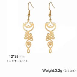 Skyrim Unalome Lotus Flower Dangle Earrings Stainless Steel Yoga Buddhism Pendant Drop Earring Spiritual Jewelry Gift for Women