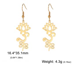 Skyrim Unalome Lotus Flower Dangle Earrings Stainless Steel Yoga Buddhism Pendant Drop Earring Spiritual Jewelry Gift for Women