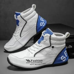 Mens Walking Shoes 2025 Autumn New High Top Outdoor Anti Slip Rubber Thick Sole Leisure Sneakers High-top Leather Shoes for Man