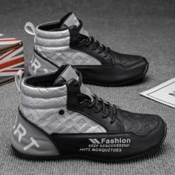 Mens Walking Shoes 2025 Autumn New High Top Outdoor Anti Slip Rubber Thick Sole Leisure Sneakers High-top Leather Shoes for Man