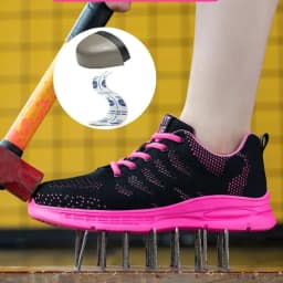 New Pink Work Shoes Women Work Sneakers Steel Toe Shoes Anti-smash Anti-puncture Safety Shoes Man Women Protective Shoes