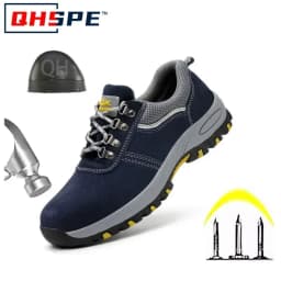 Women's Steel Toe Safety Boots Ankle Survival Anti-smashing Mid-plate Blue Safety Shoes for Protection