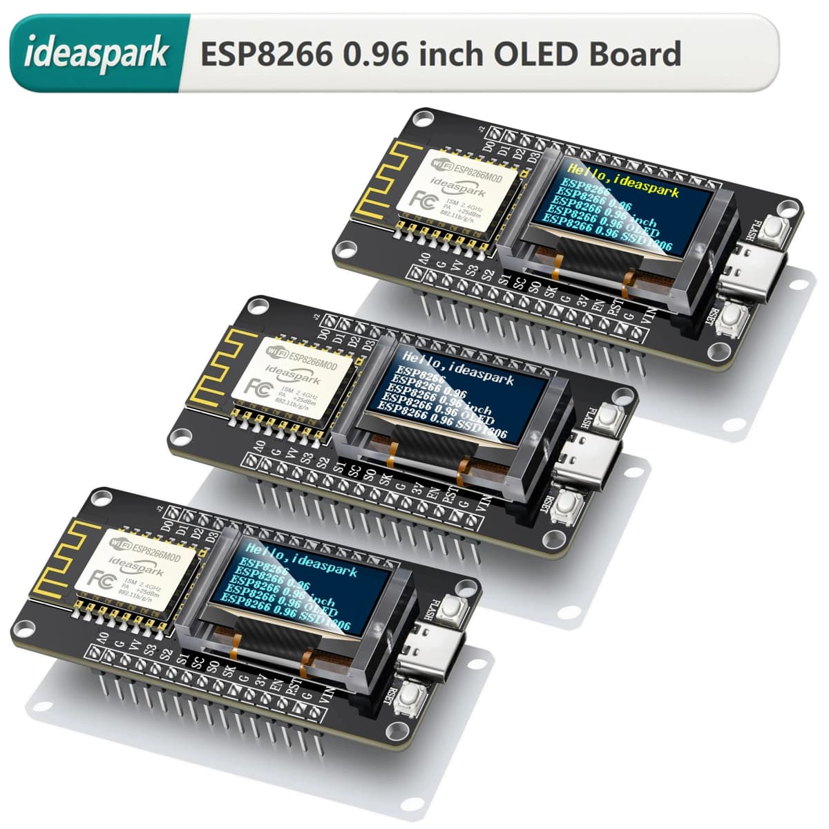ideaspark ESP8266 Development Board NodeMCU with 0.96 inch OLED Display,Screen Protector Case,CH340,WiFi Wireless TypeC Module