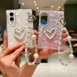 Fashion Love Pearl Bracelet Shell Pattern Phone Case for Samsung Z Fold 8 Wide Shockproof Lens Protrusion Portable Slim Cover