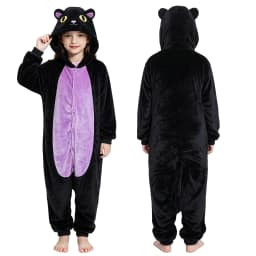 Girls Black Cat Leopard Cat Cosplay Costume Child Anime Pajamas Animal Onesies Kigurumi Christmas Halloween Jumpsuit Party Gift