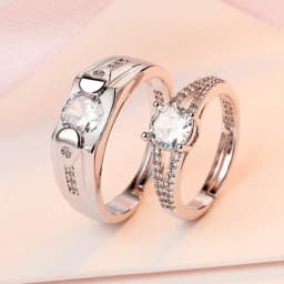 2022 Romantic Couple Wedding Ring For Woman Men 2Pcs Love Heart Zircon Adjustable Rings Fashion Engaged Promise Jewelry Gifts