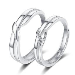 2022 Romantic Couple Wedding Ring For Woman Men 2Pcs Love Heart Zircon Adjustable Rings Fashion Engaged Promise Jewelry Gifts