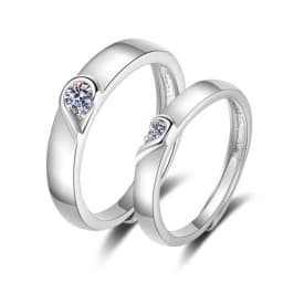2022 Romantic Couple Wedding Ring For Woman Men 2Pcs Love Heart Zircon Adjustable Rings Fashion Engaged Promise Jewelry Gifts