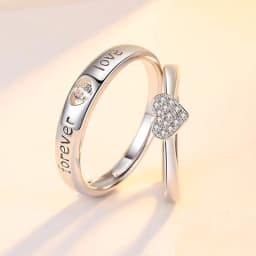 2022 Romantic Couple Wedding Ring For Woman Men 2Pcs Love Heart Zircon Adjustable Rings Fashion Engaged Promise Jewelry Gifts