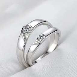 2022 Romantic Couple Wedding Ring For Woman Men 2Pcs Love Heart Zircon Adjustable Rings Fashion Engaged Promise Jewelry Gifts