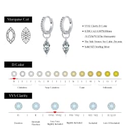 MODIAN 0.5Ct D Color Rhombic Moissanite Ear Buckles 925 Sterling Silver Luxury Shiny Hoop Earrings for Women Wedding Jewelry