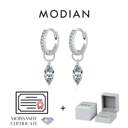 MODIAN 0.5Ct D Color Rhombic Moissanite Ear Buckles 925 Sterling Silver Luxury Shiny Hoop Earrings for Women Wedding Jewelry