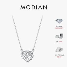 MODIAN Moissanite Necklace 925 Sterling Silver Hollow Woven Love Pendant Necklace Lab Diamond Chain Fine Jewelry For Women Gifts