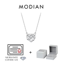 MODIAN Moissanite Necklace 925 Sterling Silver Hollow Woven Love Pendant Necklace Lab Diamond Chain Fine Jewelry For Women Gifts