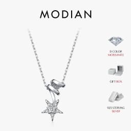MODIAN Lab Diamond Moissanite Double Layer Stars Necklace 925 Sterling Silver Twist Line Pendant Necklace For Women Fine Jewelry
