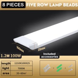 1.2M LED Tube Bar Fixture Super Bright 100W Utility LED Light Shop Store Light Ceiling Under Cabinet Light Garage