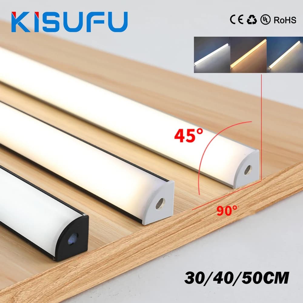12V LED Cabinet Lamp Aluminum 30cm 40cm 50cm LED Bar Cabinet Light White Warm Natural Kitchen Bedroom Closet Bedside Night Light