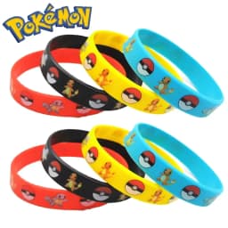 12pcs Pokemon Bracelet Anime Pikachu Charmander Children Cartoon Silicone Wristband Bracelets Party  Accessoires Cosplay Gifts