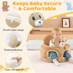 Baby Floor Seat, Animal Shaped Plush Infant Learning Sofa Chair, Anti-Slip Support Seat for Baby Learning to Sit Up, Great Gift for Newborn Boys Girls