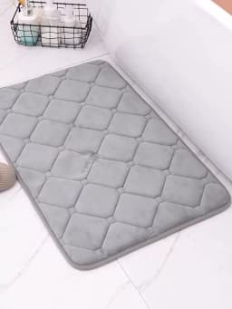 Inyahome Bath Room Floor Mats Rug Carpet Non Slip Velvet Thick Soft and Comfortable Water Absorbent Machine Washable Red Mint