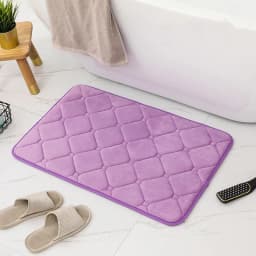Inyahome Bath Room Floor Mats Rug Carpet Non Slip Velvet Thick Soft and Comfortable Water Absorbent Machine Washable Red Mint