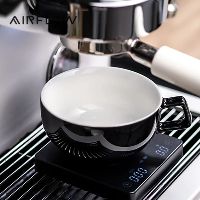 AIRFLOW Ceramic Coffee Cup Professional Embossed Latte Cup 240ml With Handle Milk Tea Cup Latte Espresso Vintage Coffee Mug