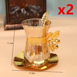 Turkey Coffee Glass Sets Luxury Style Gold Coffee Cups And Plates Set Black Tea Cup Saucer Teaspoon Set Espresso Mug Home Teacup