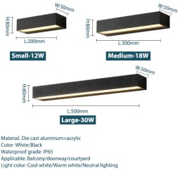 LED Outdoor Porch Wall Sconces Aluminum Exterior Wall Light Fixtures IP65 Waterproof Lamp for House Patio Doorway Garage Decorat