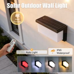 Outdoor Solar LED Wall Lights IP65 Waterproof Wall Sconce 3-Colors Temperature Dimmable Solar Lamp For Garden Porch Patio Fence