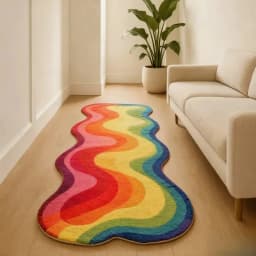 VIKAMA Gradient Wave Rug Warmth-Retaining & Non-Slip Bedroom Entrance & Bedside Mat Living Room Sofa Rug Home Decor