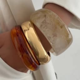 Salircon 3 Styles Boho Brown Off White Resin Acrylic Wide Bracelets Women New Stackable Round Chunky Bangle New Year Jewelry