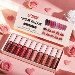 10 Pieces/Set Lip Gloss Velvet Lipstick: Waterproof and Long-Lasting Lip Gloss Women's Moisturizing Set Valentine's Day Gift