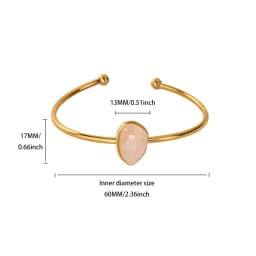 Stainless Steel Green Oval Stone Bracelet for Women Gold-plated Open Bangle Vintage Bohemian Jewelry Holiday Beach Party Gift