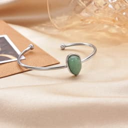 Stainless Steel Green Oval Stone Bracelet for Women Gold-plated Open Bangle Vintage Bohemian Jewelry Holiday Beach Party Gift