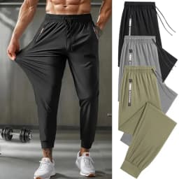 Men's Athletic Stretchy Quick Dry Pants with Zipper Pockets Lightweight Sweatpants for Outdoor Hiking Fishing Running Workout