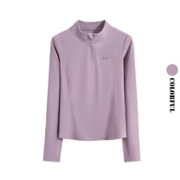 DRUR Women Lightweight Yoga Tops Long Sleeve Quick Dry Running Fitness Jacket Stand Collar Outdoor Sports Half Zipper Cardigan